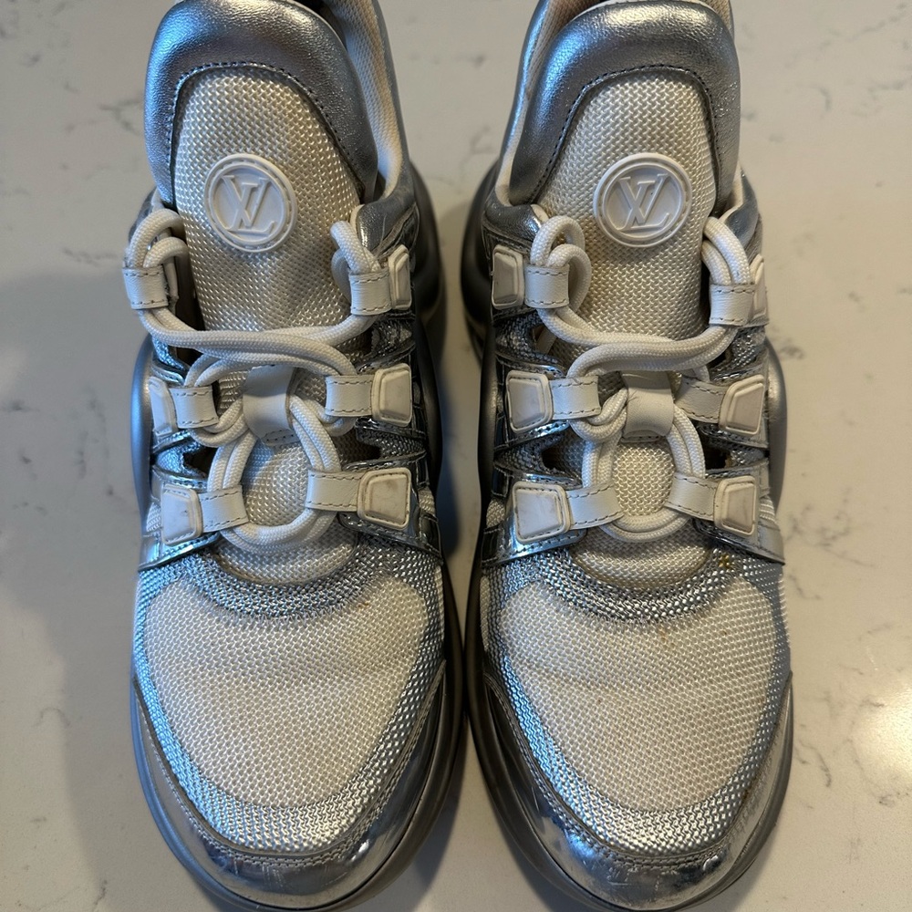 Louis Vuitton - Women’s Silver and White Sneakers - size 36.5
